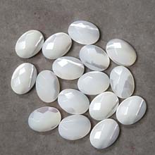 10X14MM FACETED OVAL CABOCHON MOP WHITE(8PCS/BAG)